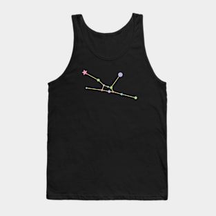 Taurus Zodiac Constellation in Rainbow Pastels - Black Tank Top